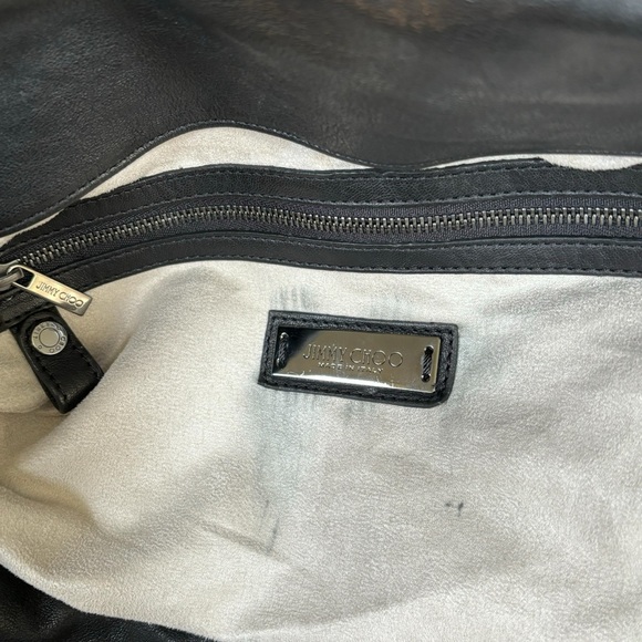 JIMMY CHOO Blare Studded Glossy Leather Black Tote Bag - Picture 15 of 15